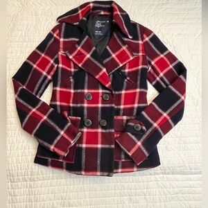 American Eagle wool plaid peacoat